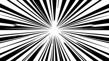 Wall Mural - Colourful  black and white comic book radial rays, lines. Comics background with motion, speed lines. Pop art style elements. Vector illustration