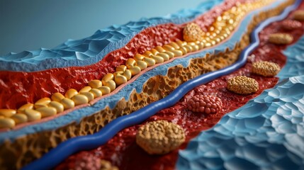 An educational diagram of different stages of arterial plaque development