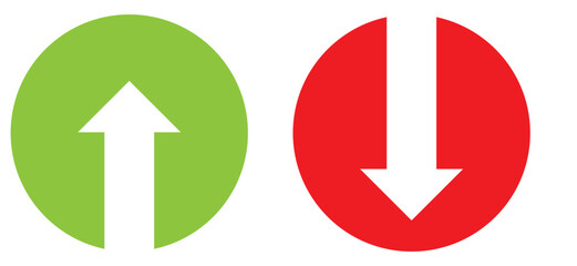 Wall Mural - red down green up arrow icon sign vector. cryptocurrency, stock and forex investment trading analysi