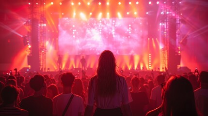 Wall Mural - a group of people looking at a stage