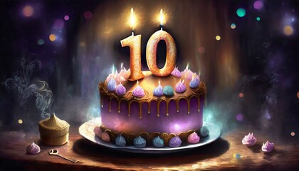 Canvas Print - tenth birthday cake