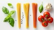pasta al pomodoro bundle spaghetti with tomato sauce top and side view isolated italian cuisine photo