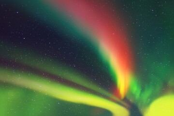 Sticker - colorful polar lights. red green aurora borealis. night starry sky