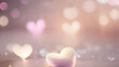 Pastel pink gradient heart decoration. soft warm bokeh backdrop.