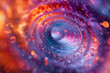 A digital display featuring a virtual vortex of colors that continuously swirl, pulling the observer