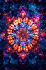 Poster - A digital kaleidoscope background, where geometric patterns rotate and evolve, offering a hypnotic v