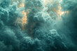 A background of slowly morphing cloud forms, digitally rendered to appear both surreal and hyper-rea