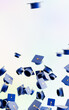 Graduation caps tossed.Many mortarboard hats.3d rendering