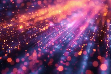 Poster - Close-up of fiber optic cables transmitting pulses of light, data flow visualization