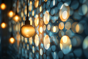 Poster - A light installation where shadows from a regular array of bulbs create an intricate pattern, but on