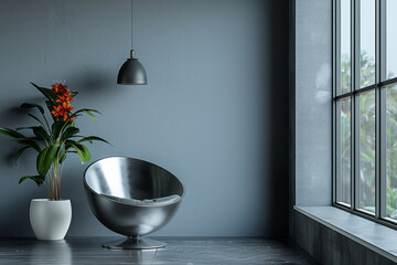 Leinwandbilder - A minimalist home decor setup where stainless steel furniture and fixtures stand out against a matte