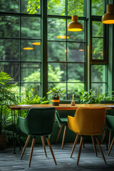 Leinwandbilder - A minimalist office space where everything from the desks to the filing cabinets is a different shad