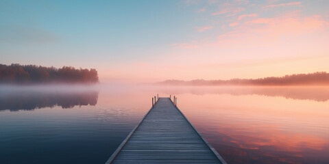 Sticker - morning on the lake