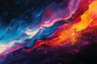 A series of canvas paintings with streaks of neon paint that give the illusion of speed and energy,
