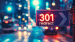 301 Redirect Road sign with an arrow on blurred night traffic background. SEO term for status response code of permanent redirection from one page to another