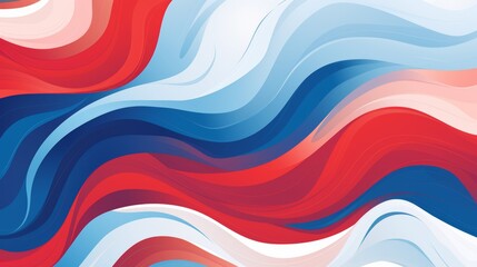 Poster - Abstract red, blanc, and blue background with waves