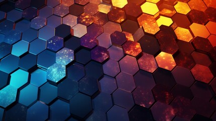 Poster - igital hexagon abstract background