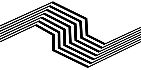 Wall Mural - black on white abstract geometric line pattern, perspective line stripes with 3d dimensional effect 