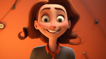 Sticker - Female cartoon character smiling