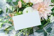 Elegant Business Card Mockup on Floral Bouquet Generative AI