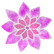 Różowo - purpurowy kwiat z półtonowym wypełnieniem. Plik wektorowy. Półton, haltone.