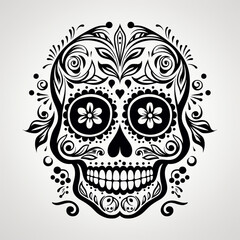 Wall Mural - simple drawing sugar skull icon сreated with Generative Ai