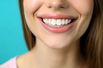 Poster - A woman with a bright smile showing off her teeth. Beautiful smile concept