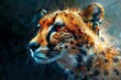 Abstract pixelated animal, digital wildlife, low poly art, tech-nature fusion
