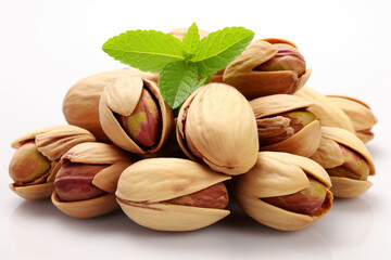 Pistachio nuts as background, closeup. Healthy food