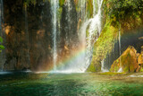 Fototapeta  - Waterfall in the park Plitvice leaks in Croatia
