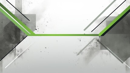 Poster - Tech green stripes on abstract grey grunge corporate header banner geometric background