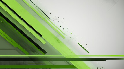 Sticker - Tech green stripes on abstract grey grunge corporate header banner geometric background