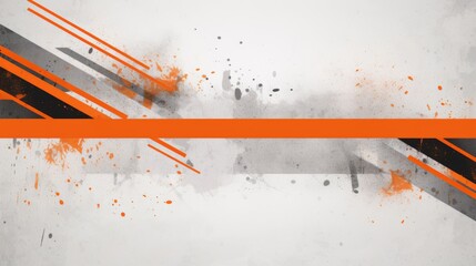 Wall Mural -  Tech orange stripes on abstract grey grunge corporate header banner geometric background