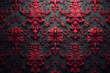 Dark red damask wallpaper with floral patterns. Created with Ai
