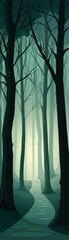 Wall Mural - A forest with a path through it