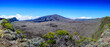 Panoramic view of volcanic landscape with the Peak of the Furnace at Reunion Island