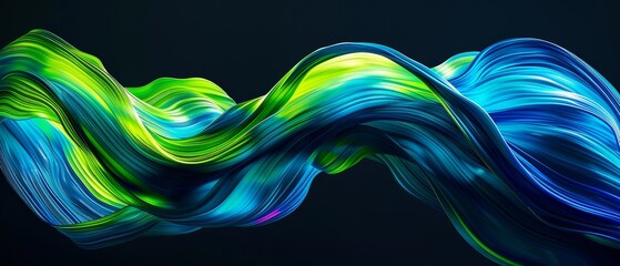 Canvas Print - a long, curvy blue and green wave
