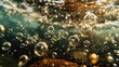 Dirty floor serves as a background for bubbles beneath the water