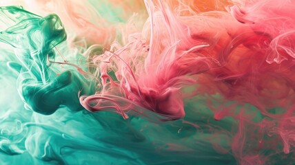 The abstract picture of the two colours between pink and green colour that has been mixing with each other in the form of the ink or liquid to become beautifully view of this abstract picture. AIGX01.