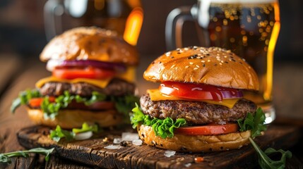 Poster - Chilled beer and tasty burger