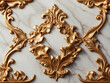 Baroque Style Ornate Floral Golden Decoration on Marble design.
