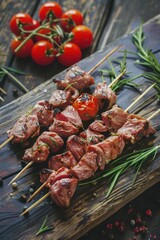 Canvas Print - Fresh ingredients on a rustic wooden board, perfect for food blogs