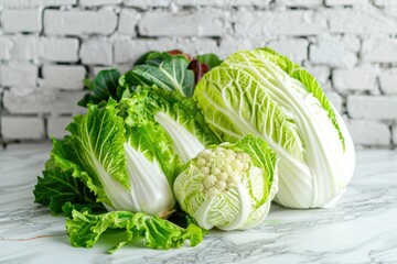 Fresh cabbage on a wooden table, suitable for food and cooking concepts