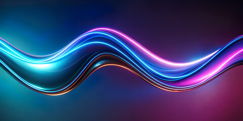 Wall Mural - Vibrant neon colors create a wavy line that smoothly undulates across a dark background.The colors transition through shades of blue,pink, and purple, creating glowing effect that suggests motion.AI