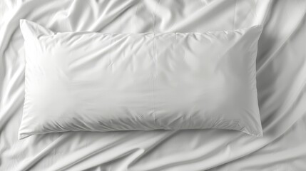   A tight shot of two pillows atop a white-sheeted bed, each adorned with a single white pillow