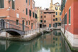 Venice, Italy : view of the Rio De Le Gome canal in the Fondamenta dei Penini in the Castello district