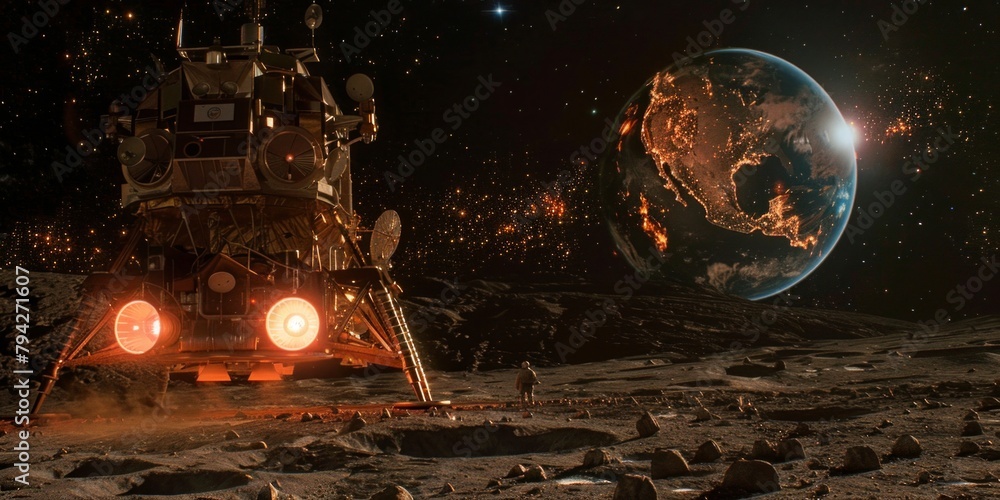 A futuristic space station has landed on the desolate surface of the ...