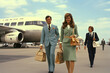 © MrJeans - 1960s pilot with his crew walking to the airfield, pilot with his crew, cool photograph og a pilot