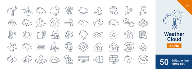 Wall Mural - weather icons pixel perfect. water, energy, cold, ...