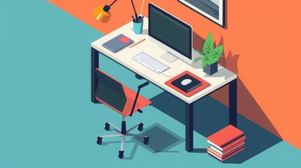 Poster - Modern Workspace With Computer and Laptop